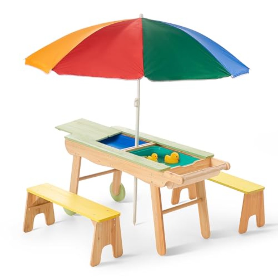 Kids Outdoor Picnic Table - Indoor outdoor 3-in-1 kids picnic table