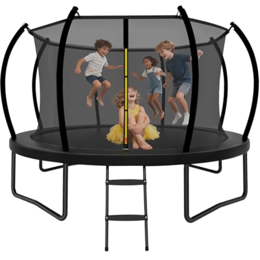 Kids Outdoor Ladder - Outdoor kids trampoline with safety enclosure