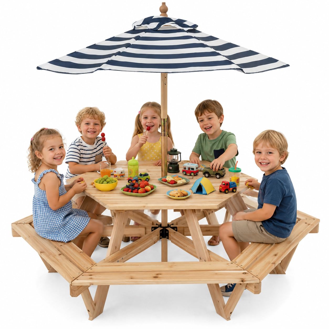 Kids Outdoor Picnic Table - Kids Picnic Table, Hexagonal Toddler Outdoor