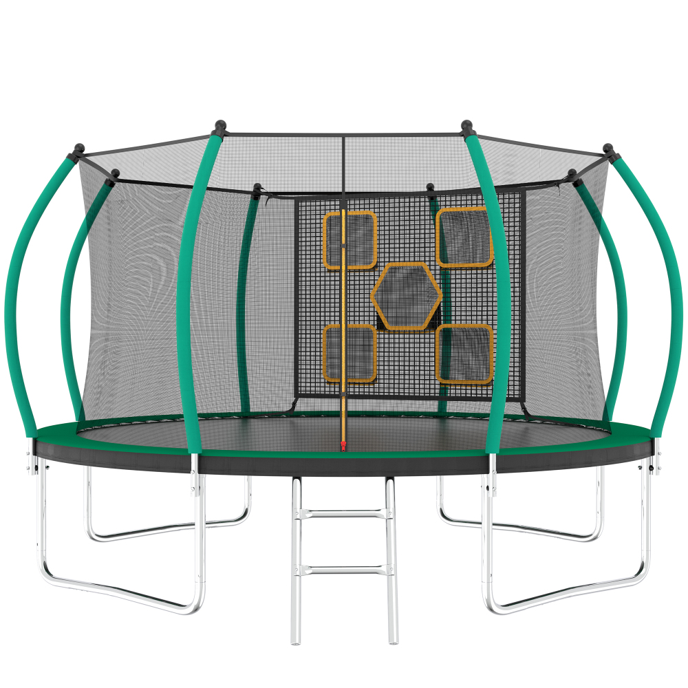 Kids Outdoor Ladder - 14FT Trampoline with Enclosure - Recreational