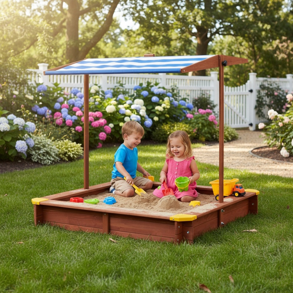Kids Outdoor Picnic Table - Wooden Kids Picnic Table, Sand and