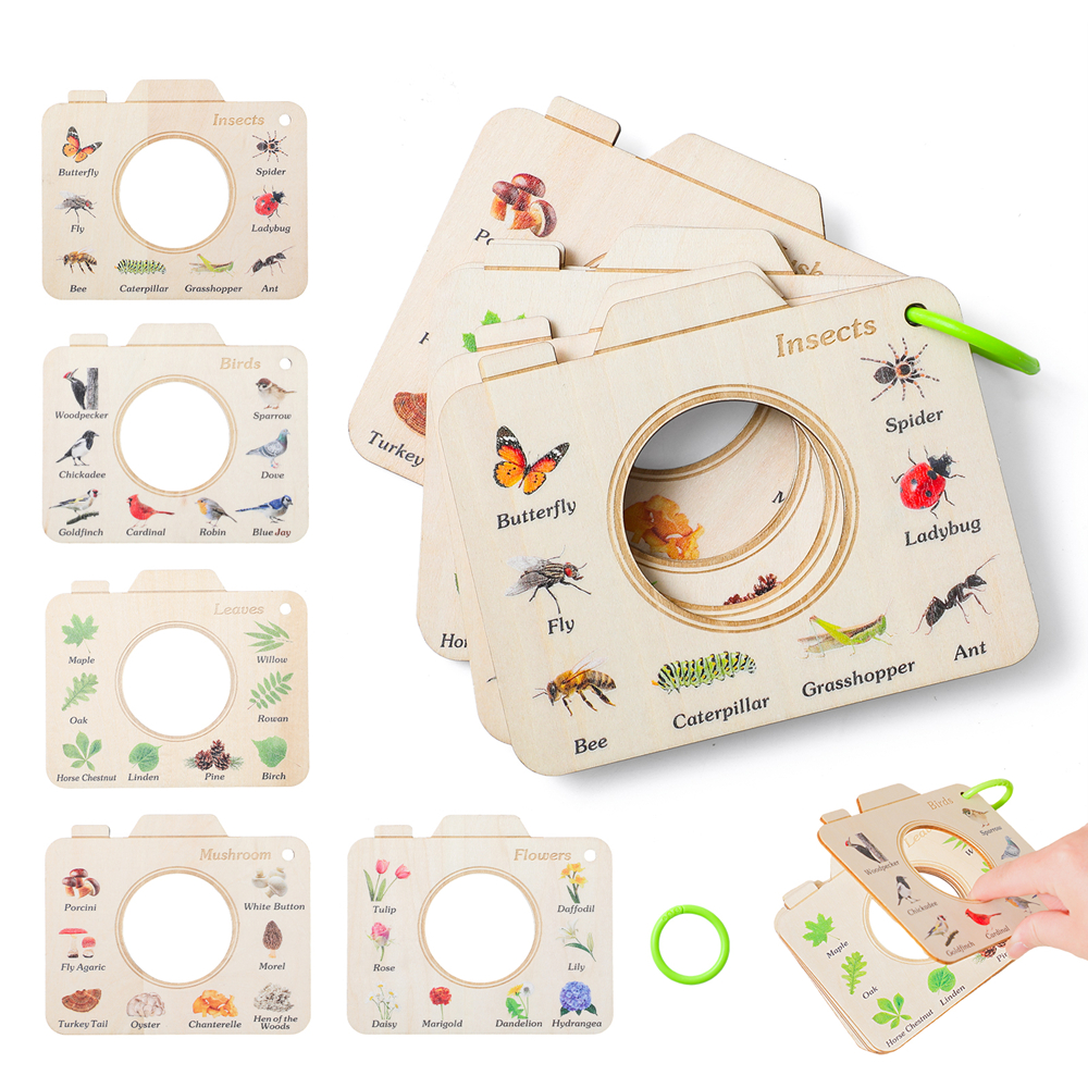 Kids Outdoor Kit - Wooden Camera Shape Nature Cognitive Book
