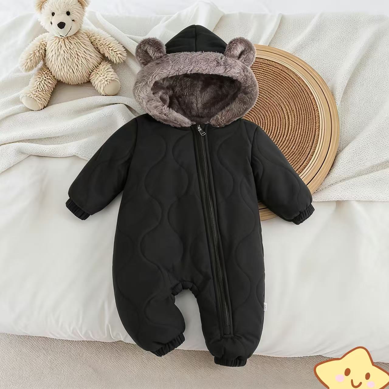 Infant Cartoon Bear Thickened  – Kids Outdoor Jumpsuit Bewertung und Preis