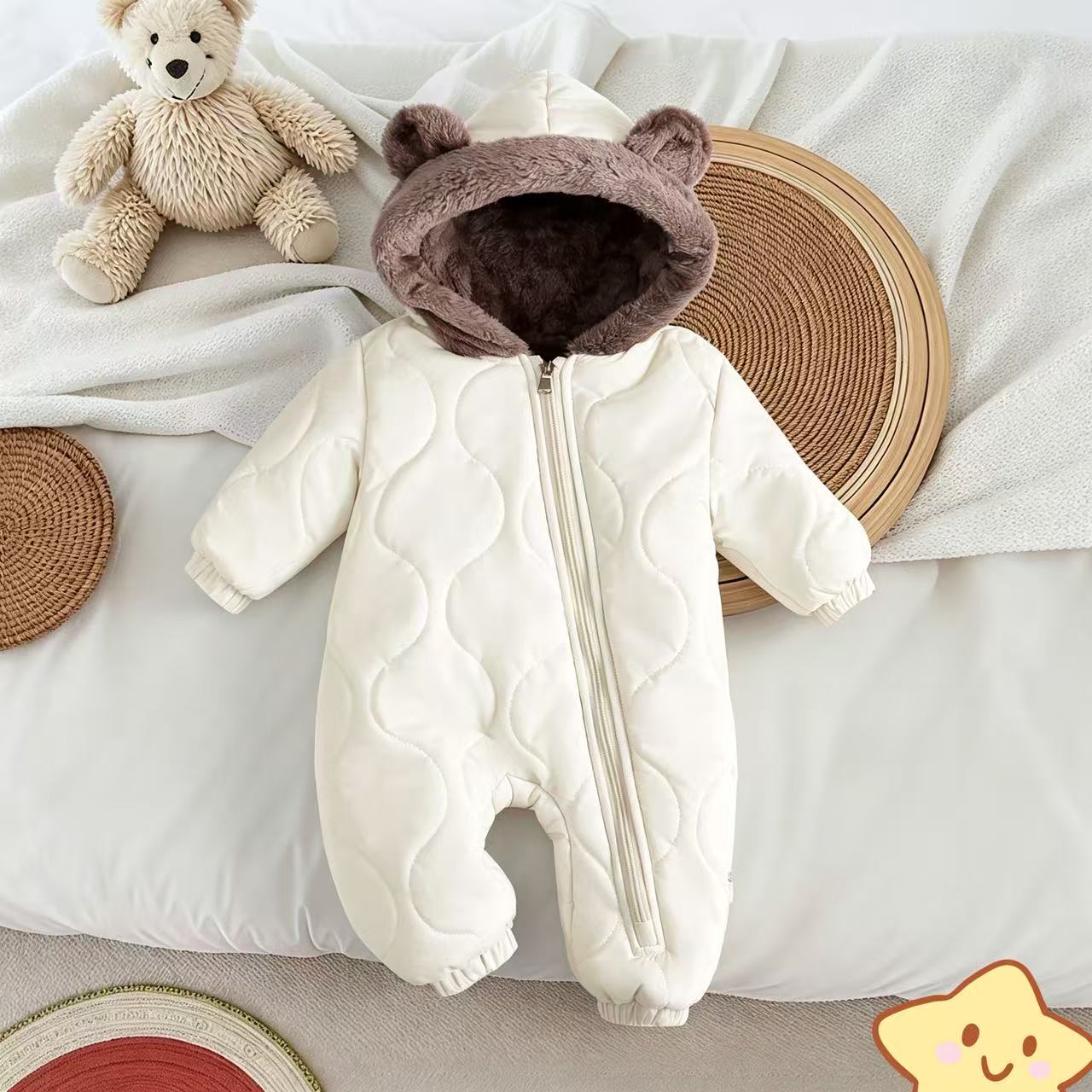Infant Cartoon Bear Thickened  – Kids Outdoor Jumpsuit Bewertung und Preis