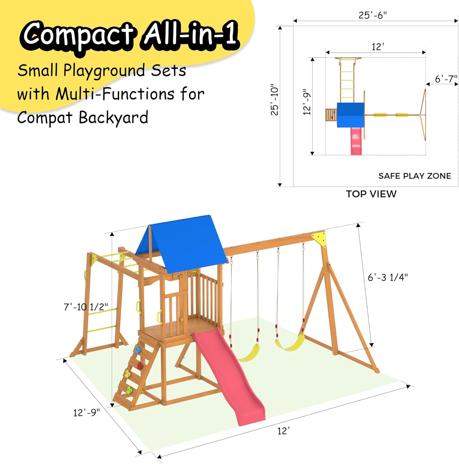 Wooden Swing Sets for Backyard – Kids Outdoor Monkey Bars Bewertung und Preis