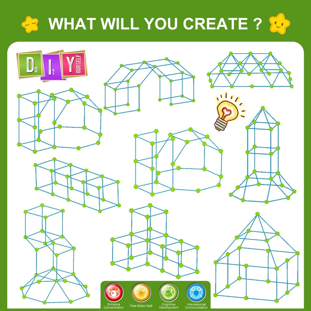200 Pcs Fort Building Kit for  – Kids Outdoor Toys Bewertung und Preis
