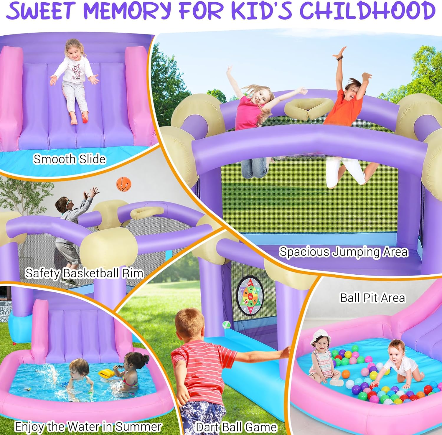 Kids Inflatable Bounce House w – Kids Outdoor Fun Bewertung und Preis