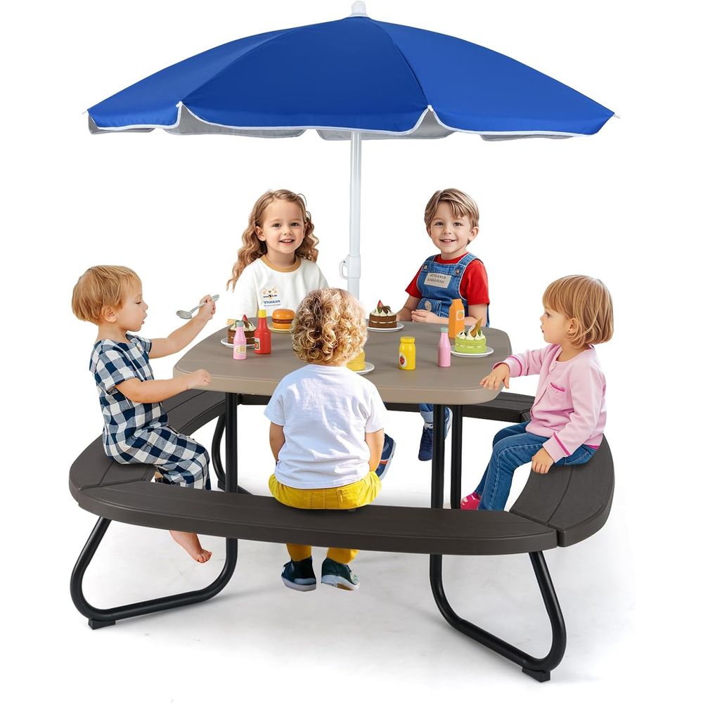 Kids Picnic Table, 8 Person To – Kids Outdoor Table And Chairs With Umbrella Bewertung und Preis