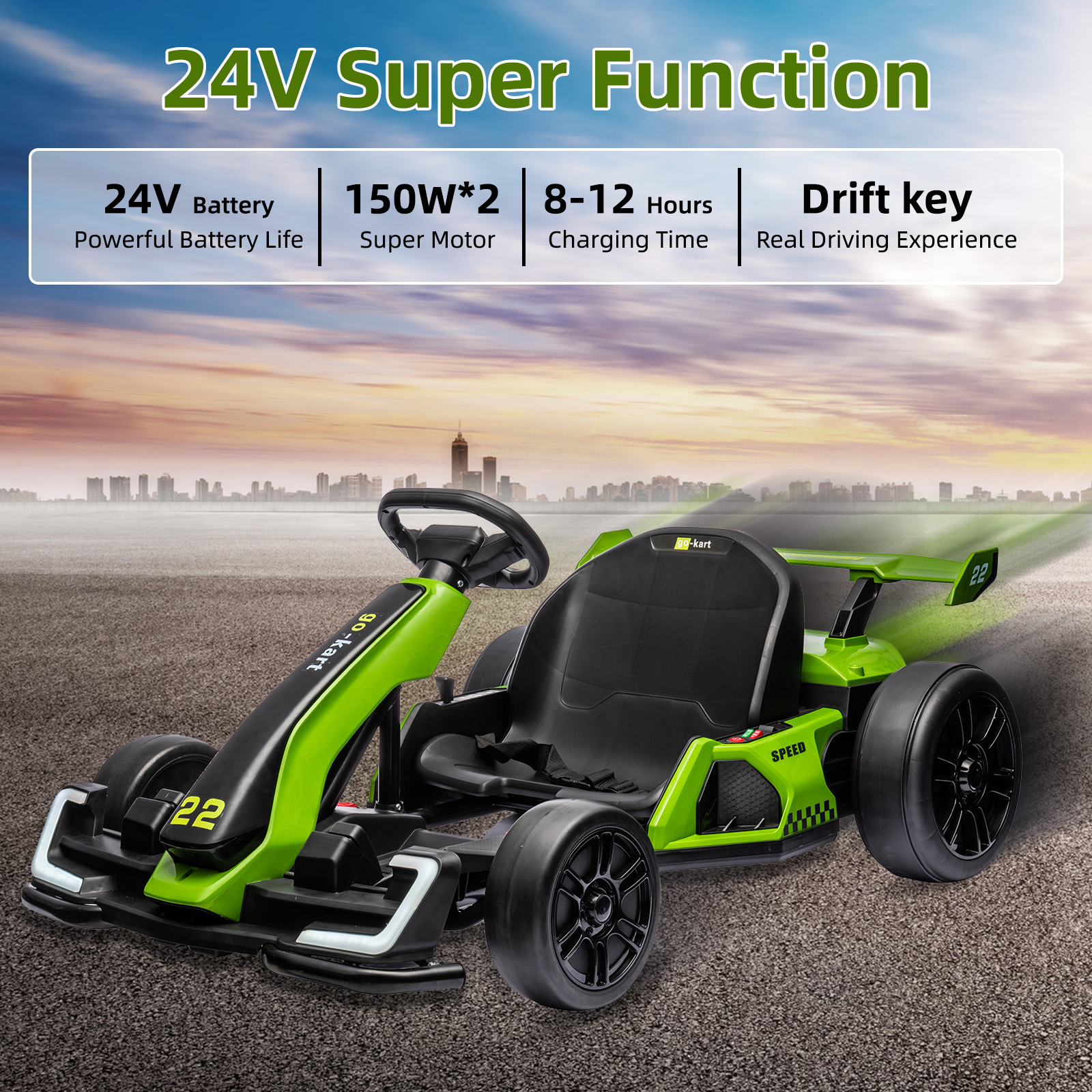 24V Kids Electric Go Kart with – Kids Outdoor Ride On Bewertung und Preis