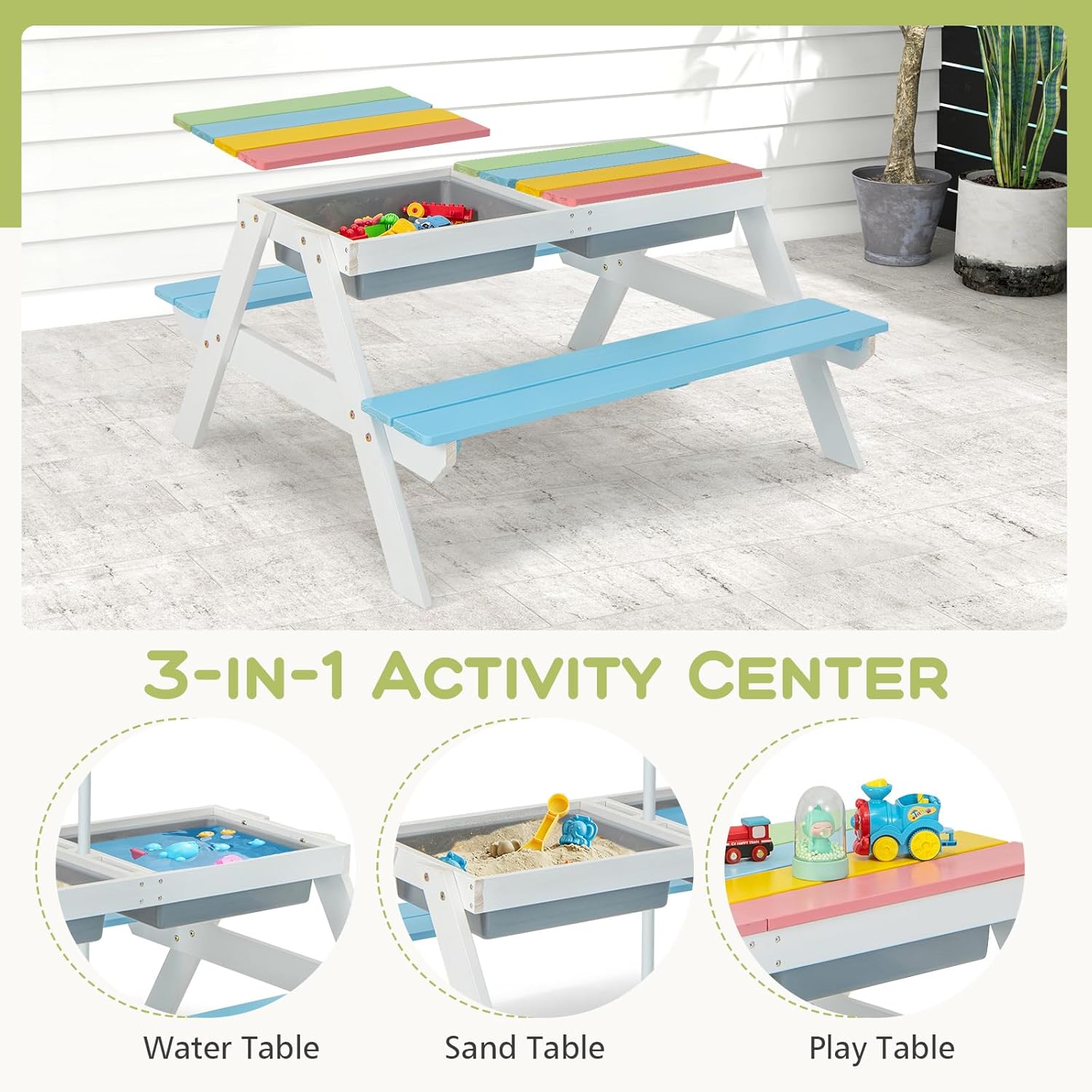 Kids Picnic Table, 4 in 1 Outd – Kids Outdoor Picnic Table Bewertung und Preis