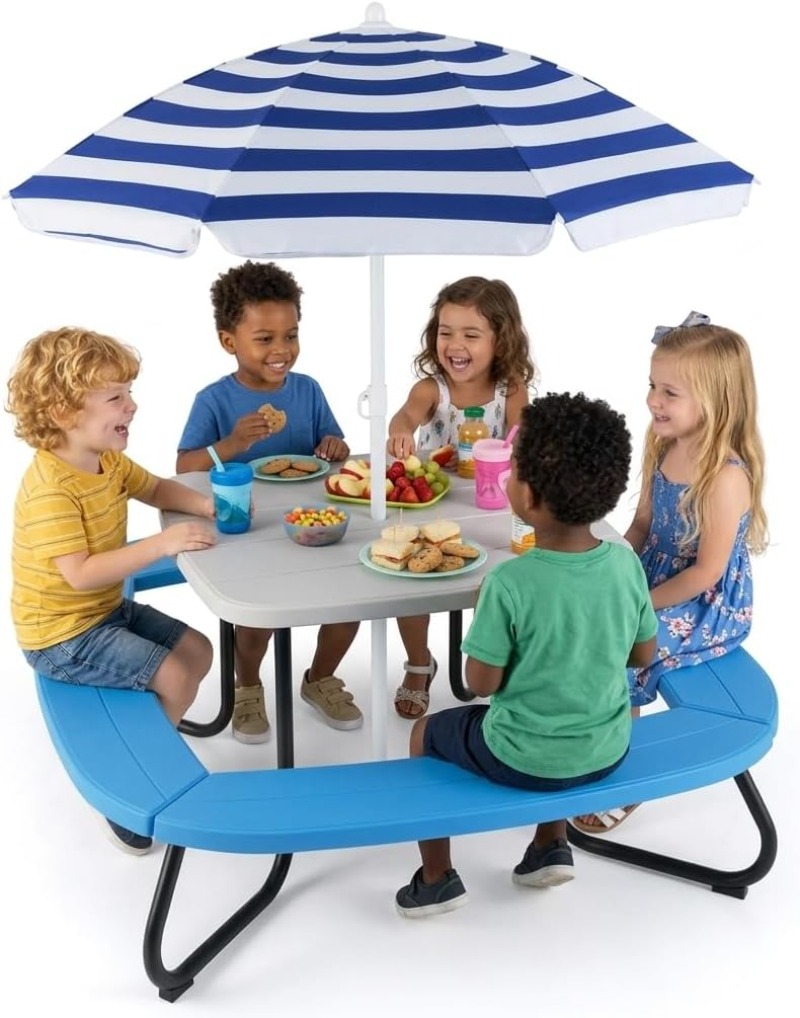 Costzon Kids Picnic Table, Kid – Kids Outdoor Table And Chairs With Umbrella Bewertung und Preis