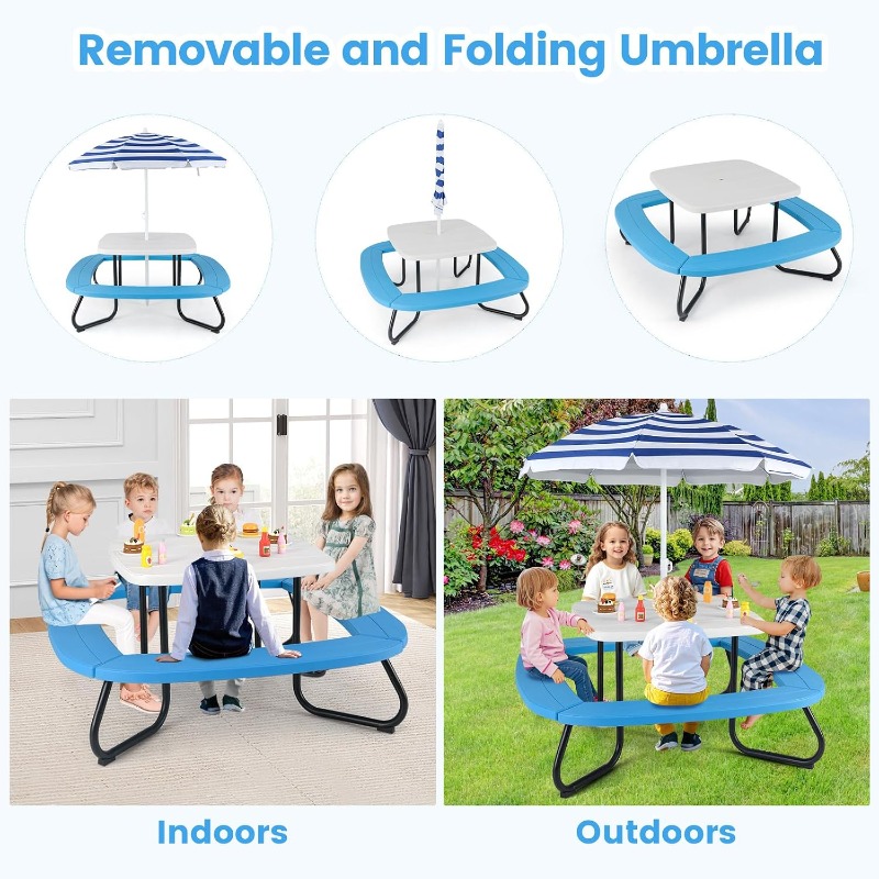 Costzon Kids Picnic Table, Kid – Kids Outdoor Table And Chairs With Umbrella Bewertung und Preis