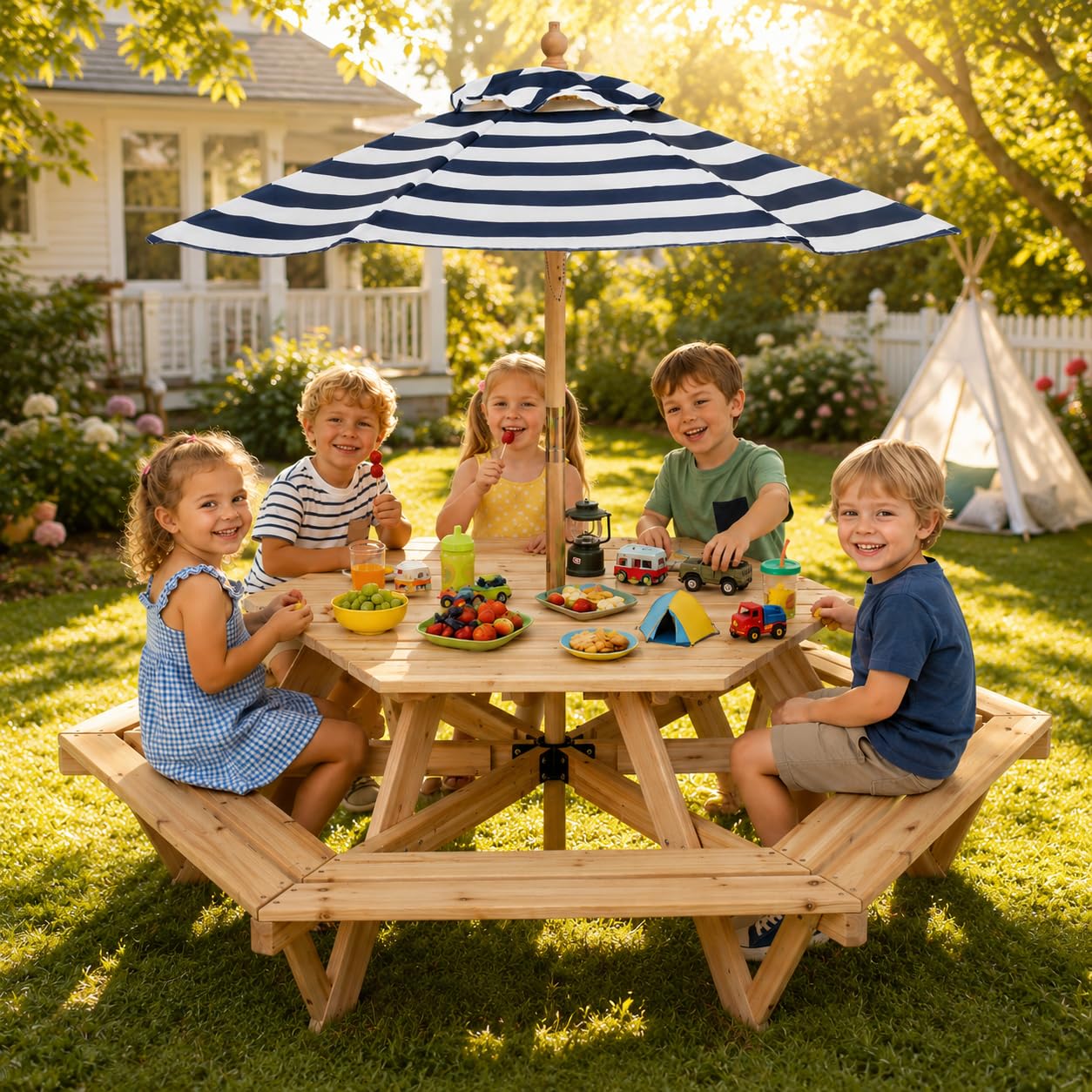 Kids Picnic Table, Hexagonal T – Kids Outdoor Picnic Table Bewertung und Preis