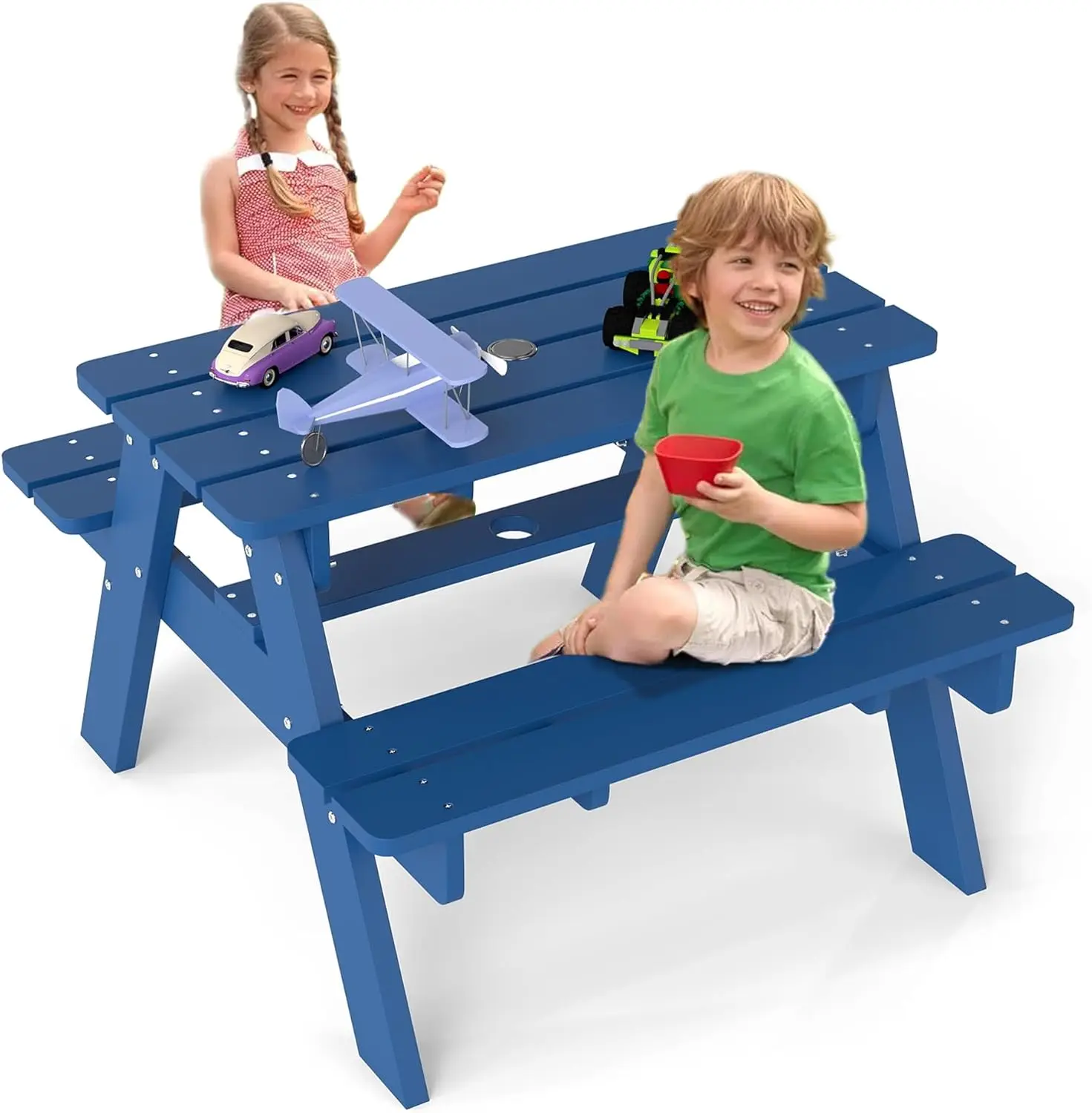 Kids Picnic Table, HDPE All We – Kids Outdoor Table And Chairs With Umbrella Bewertung und Preis