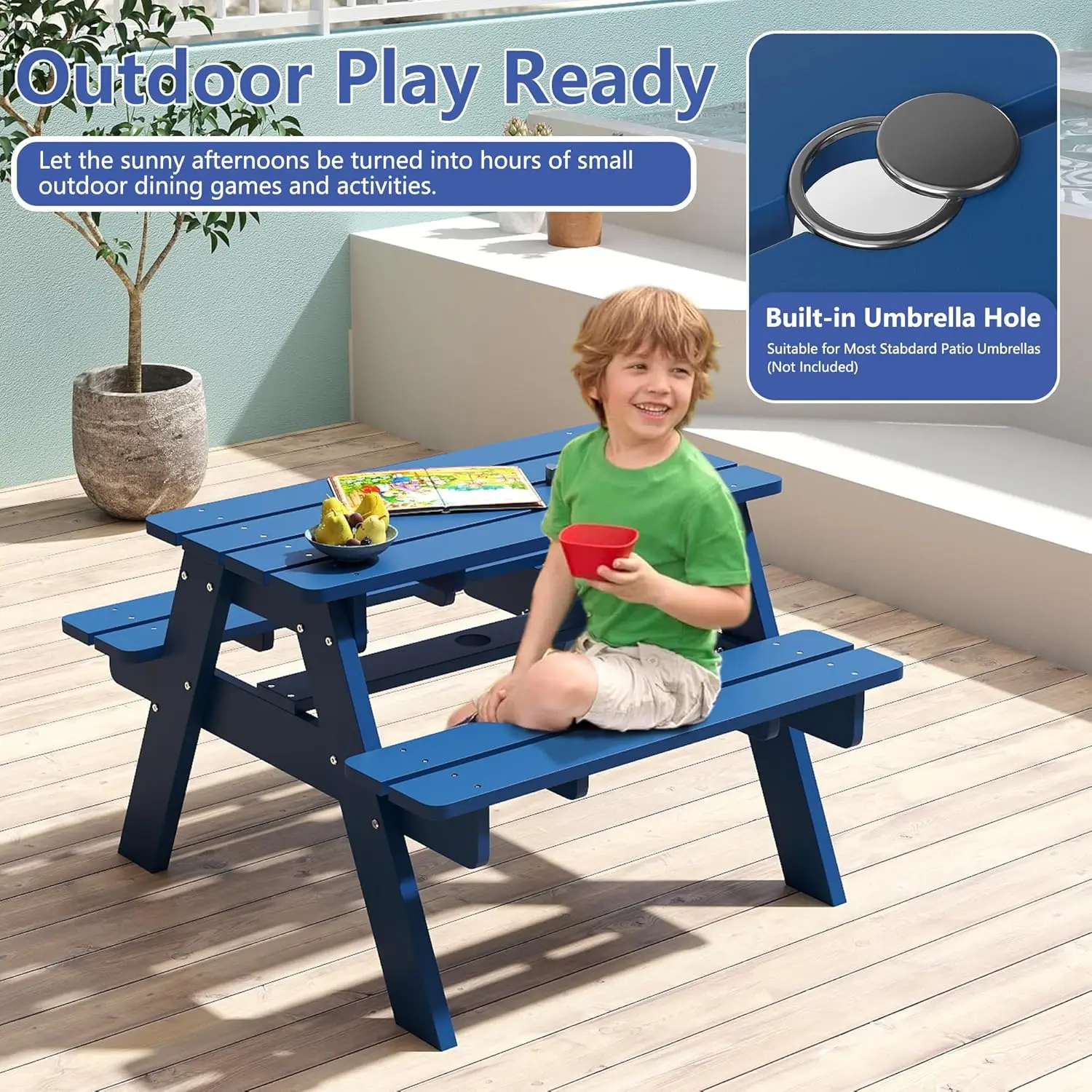 Kids Picnic Table, HDPE All We – Kids Outdoor Table And Chairs With Umbrella Bewertung und Preis