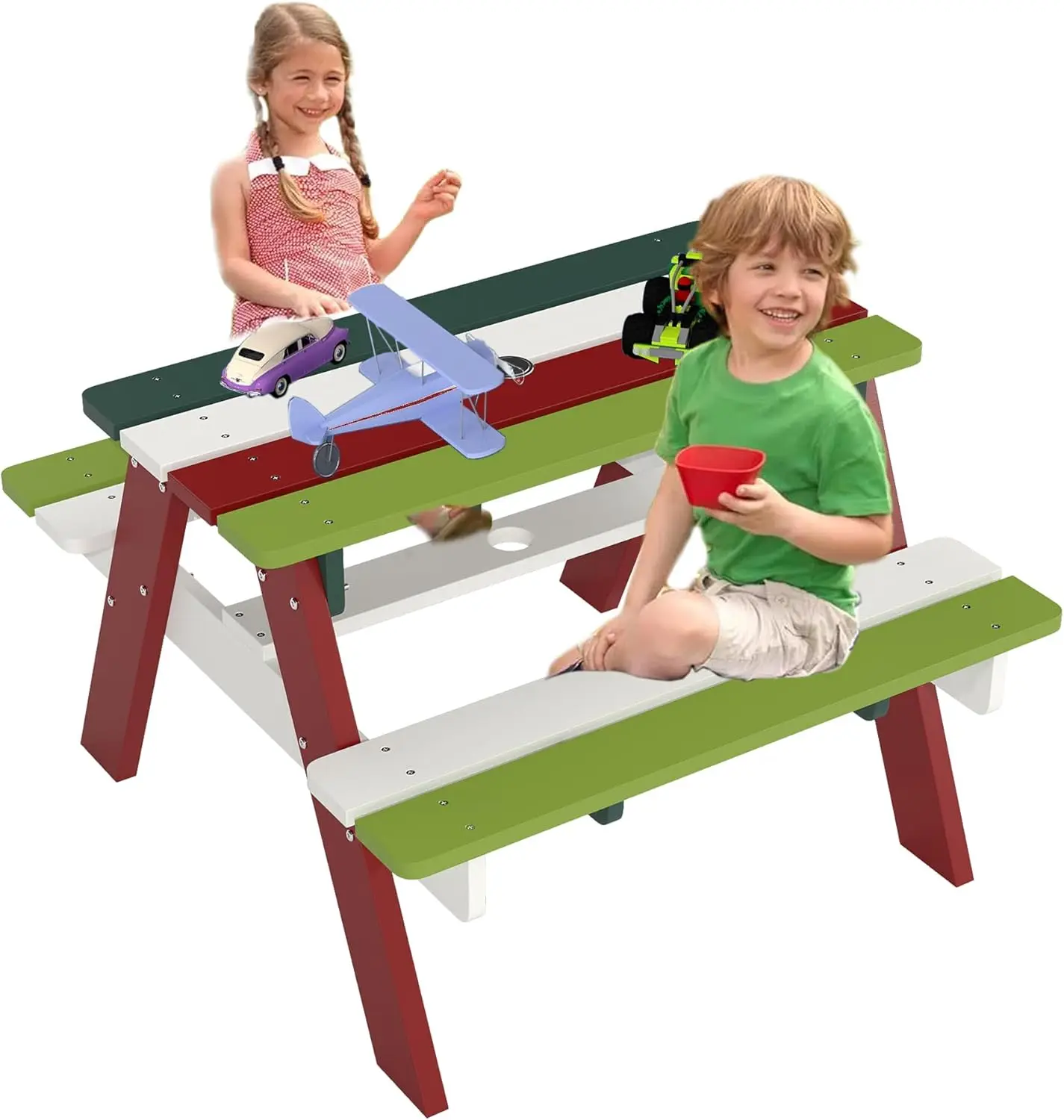Kids Picnic Table, HDPE All We – Kids Outdoor Table And Chairs With Umbrella Bewertung und Preis