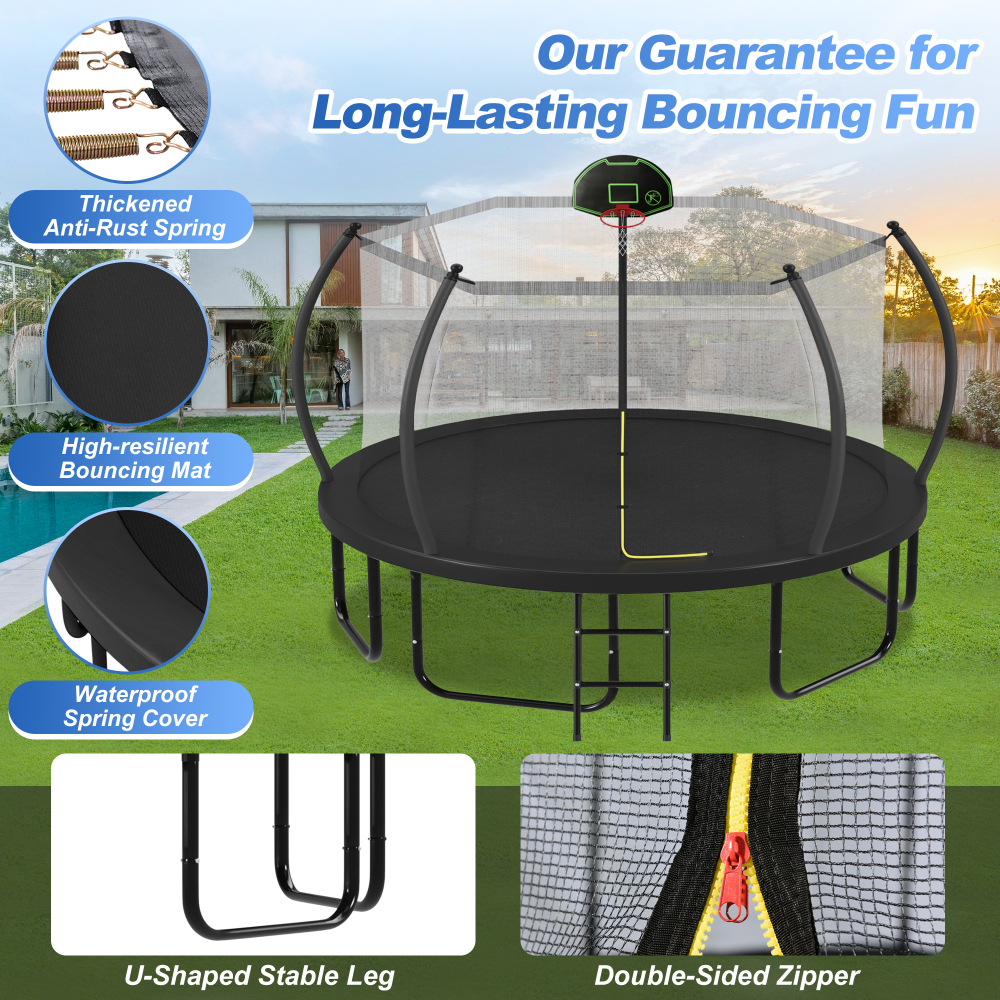 12FT Trampoline with Basketbal – Kids Outdoor Ladder Bewertung und Preis