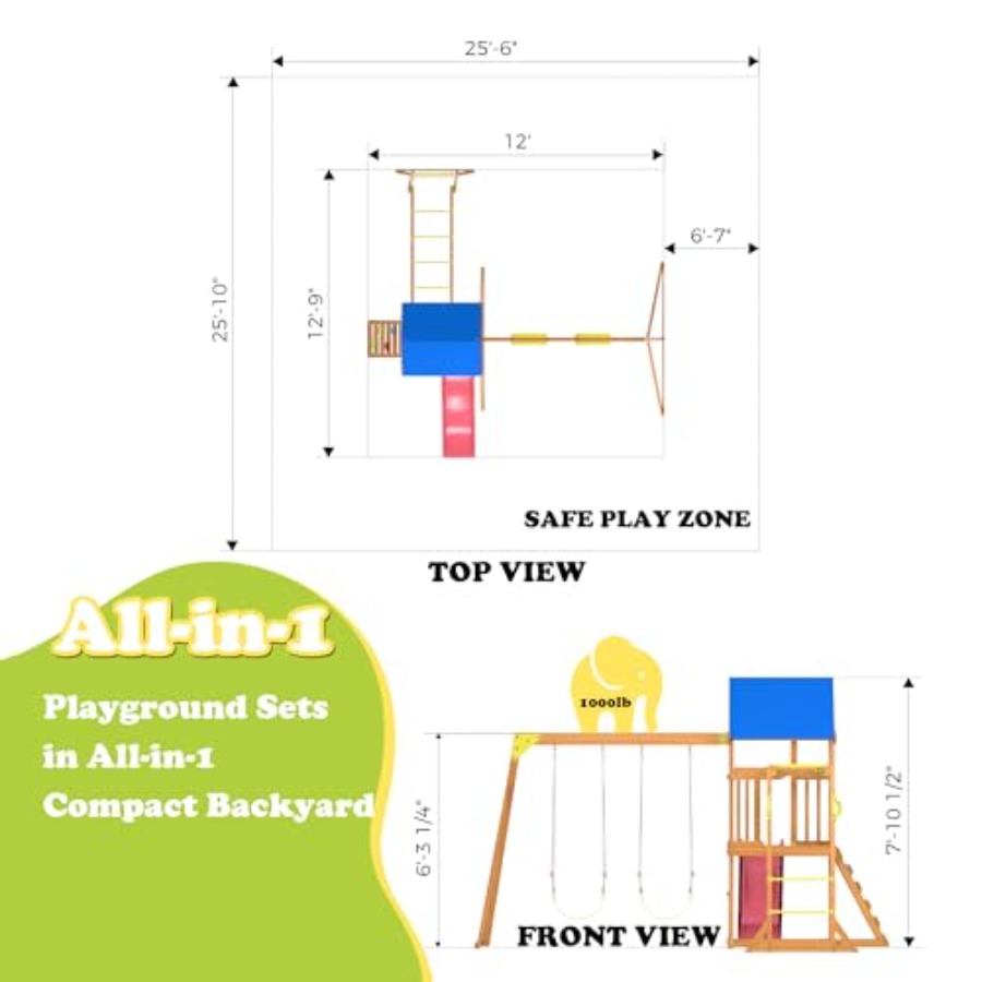 Backyard playground set with m – Kids Outdoor Monkey Bars Bewertung und Preis