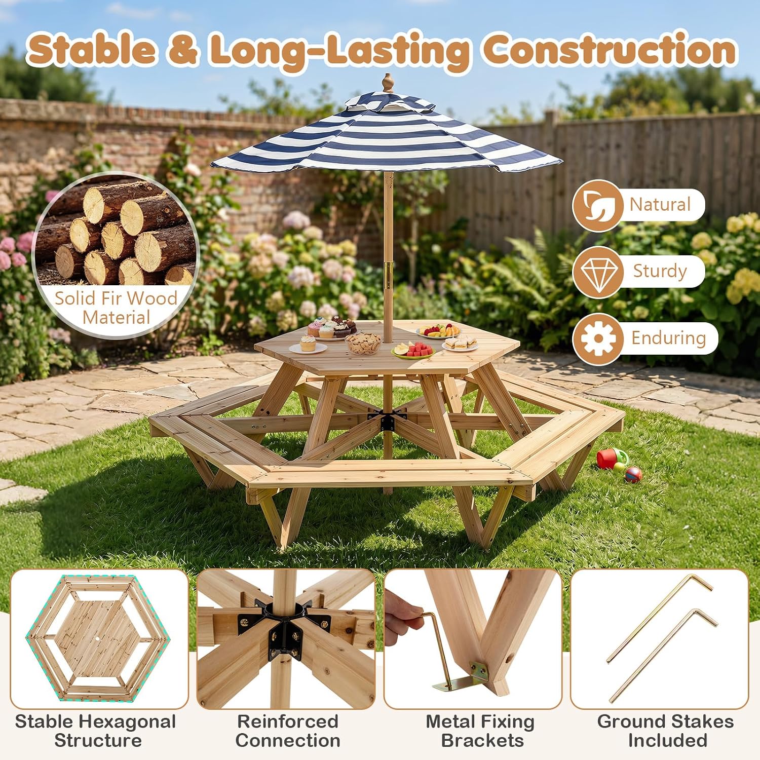 Kids Picnic Table, Hexagonal W – Kids Outdoor Picnic Table Bewertung und Preis