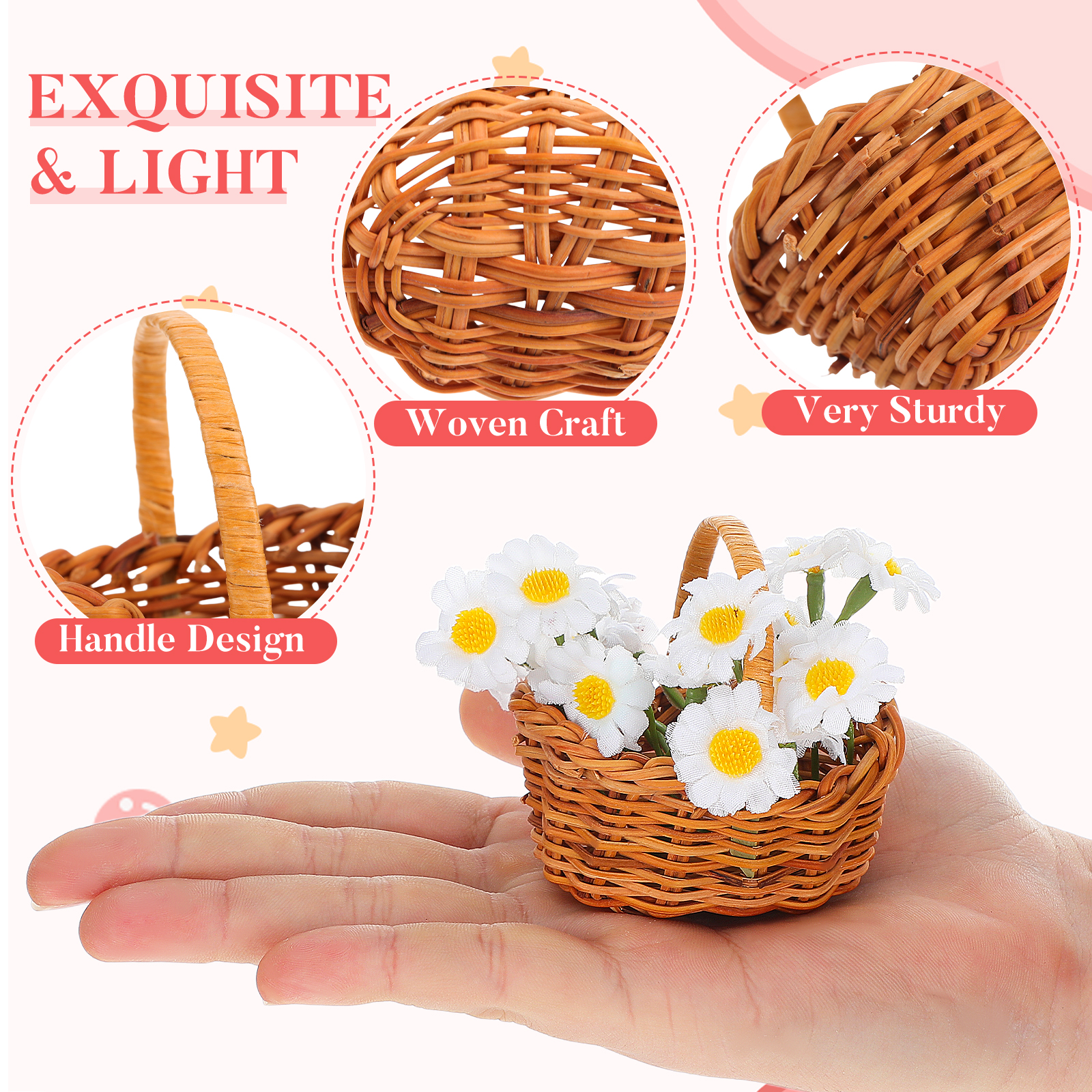 Mini Rattan Woven Flower Baske – Kids Outdoor Doll House Bewertung und Preis