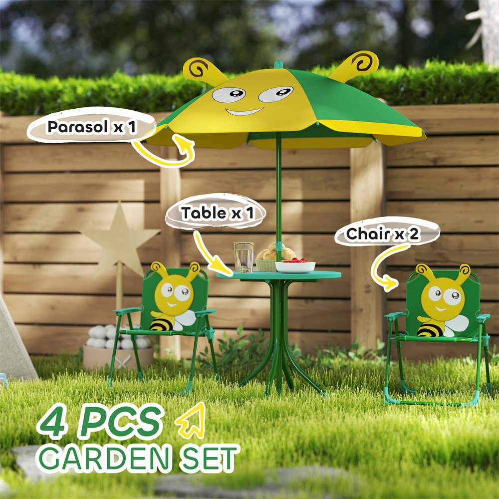 Green Cartoon Frog Toddler Out – Kids Outdoor Table And Chairs With Umbrella Bewertung und Preis