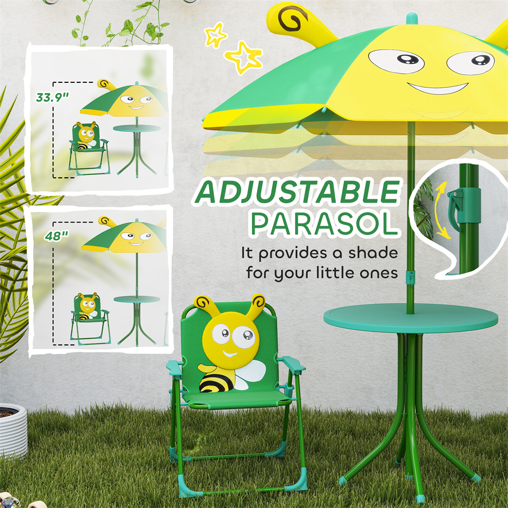 Green Cartoon Frog Toddler Out – Kids Outdoor Table And Chairs With Umbrella Bewertung und Preis