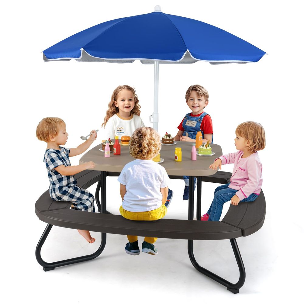 JOY Kids Picnic Table, 8 Perso – Kids Outdoor Table And Chairs With Umbrella Bewertung und Preis