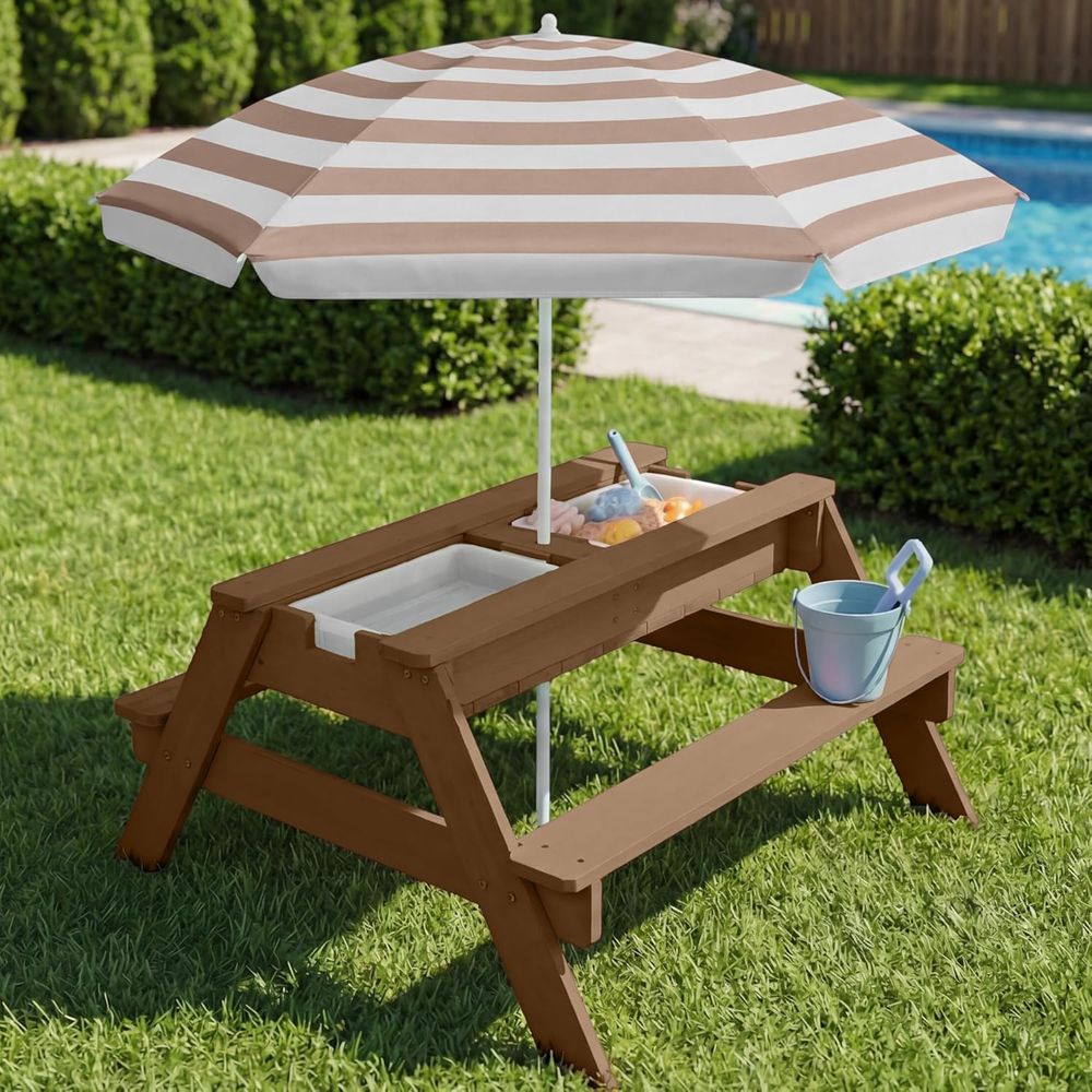 Kids Picnic Table with Umbrell – Kids Outdoor Picnic Table Bewertung und Preis