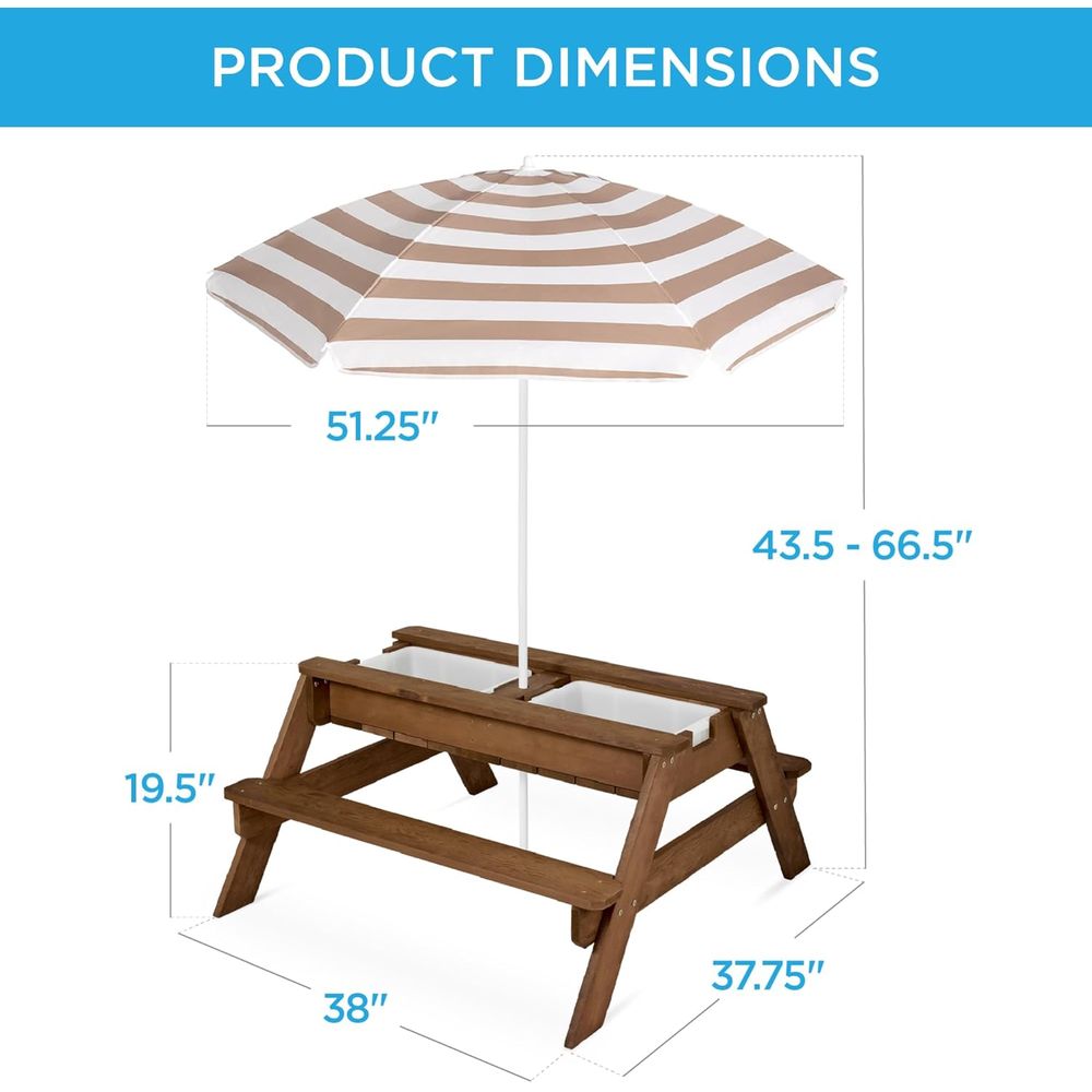Kids Picnic Table with Umbrell – Kids Outdoor Picnic Table Bewertung und Preis