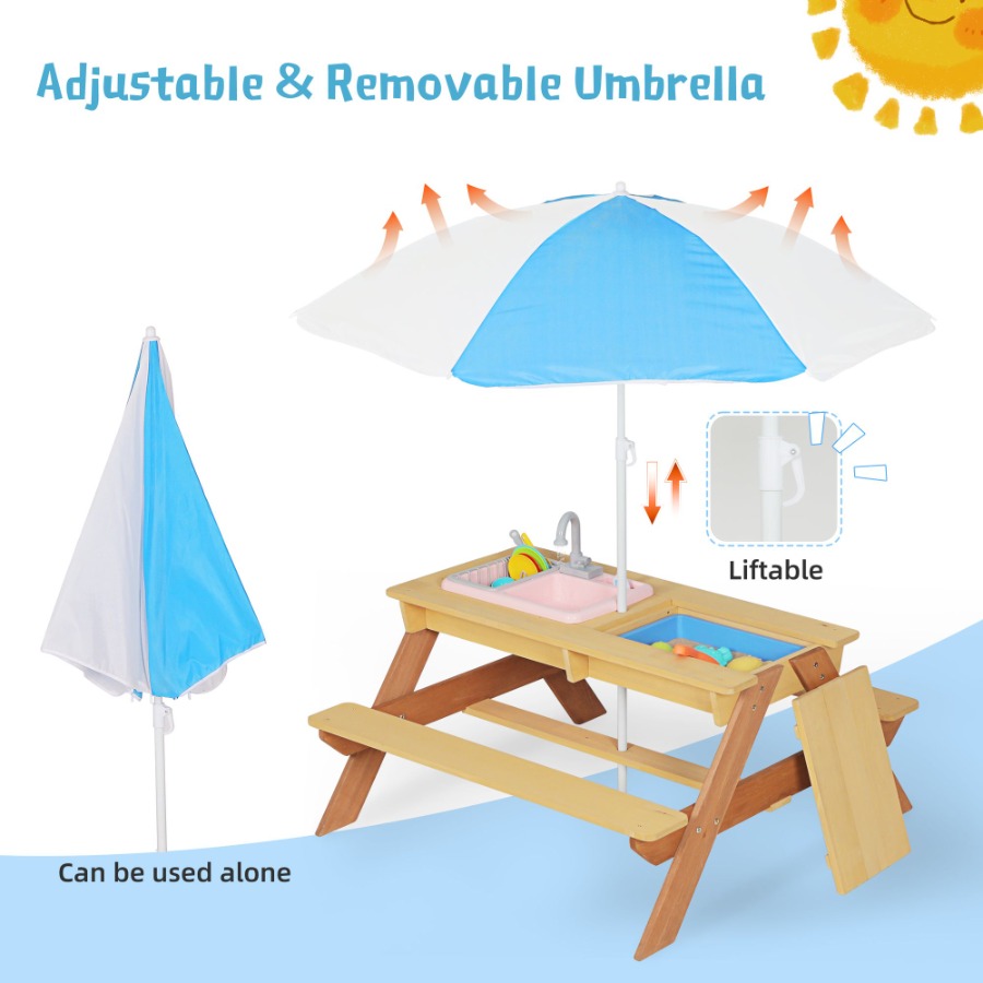 Outdoor 3-in-1 sand water tabl – Kids Outdoor Umbrella With Base Bewertung und Preis
