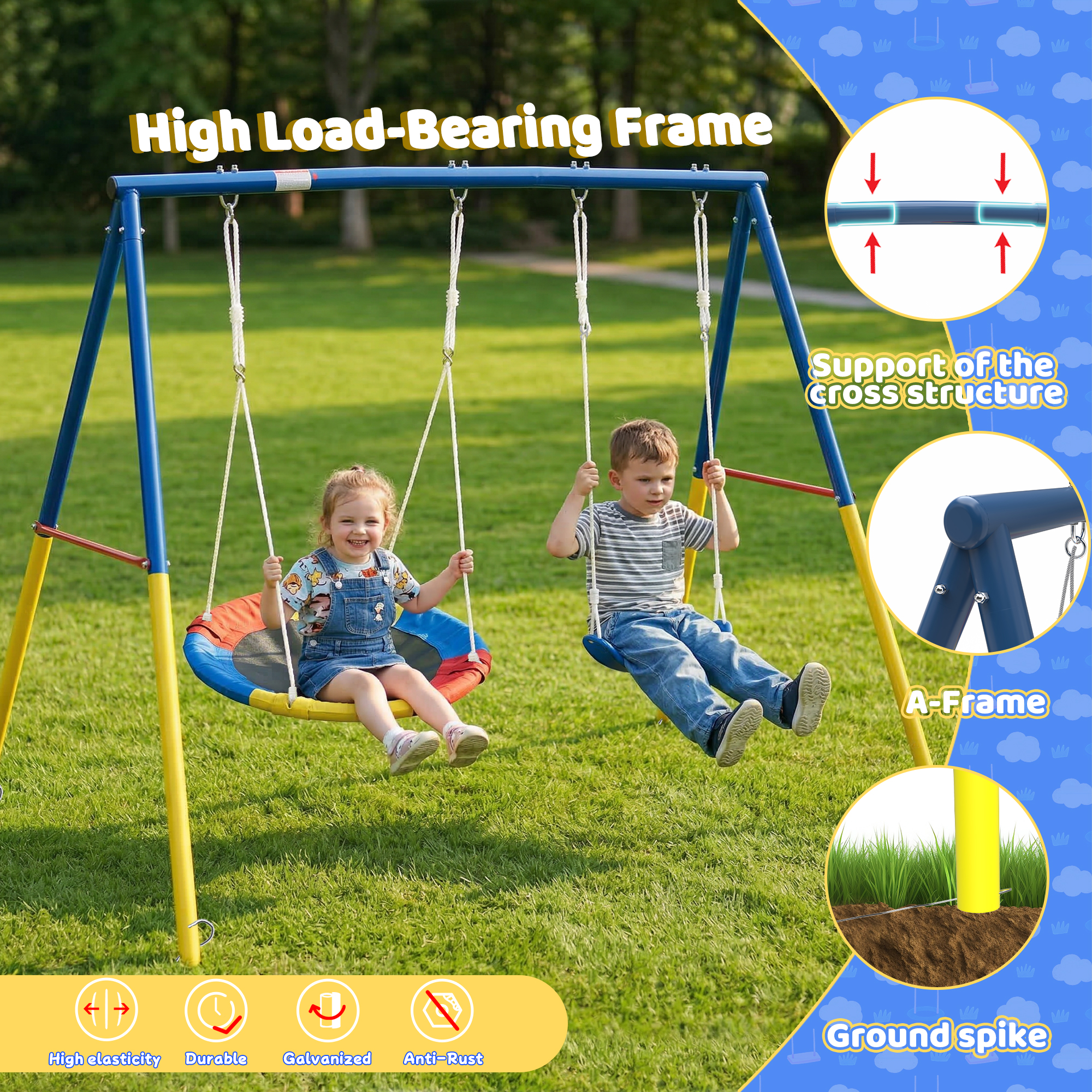Outdoor Swing Set with Backyar – Kids Outdoor Ride On Bewertung und Preis